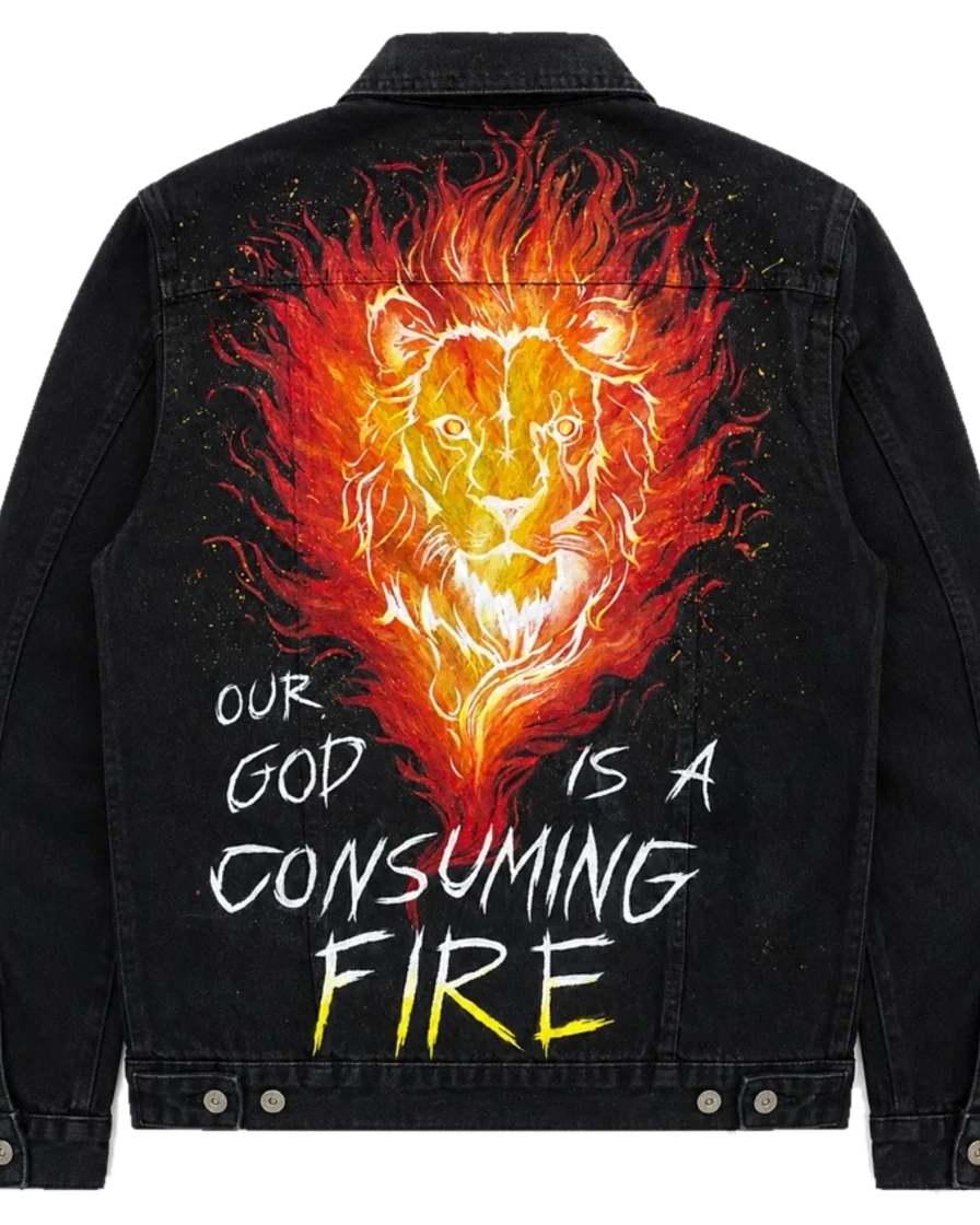 God of Consuming Fire — hand-painted jacket